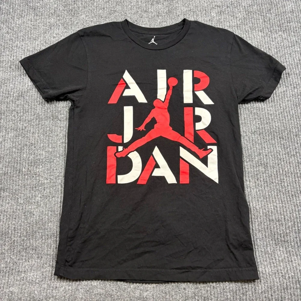 Jordan Air Shirt Mens S Jumpman Graphic Black Red White Short Sleeve Tee